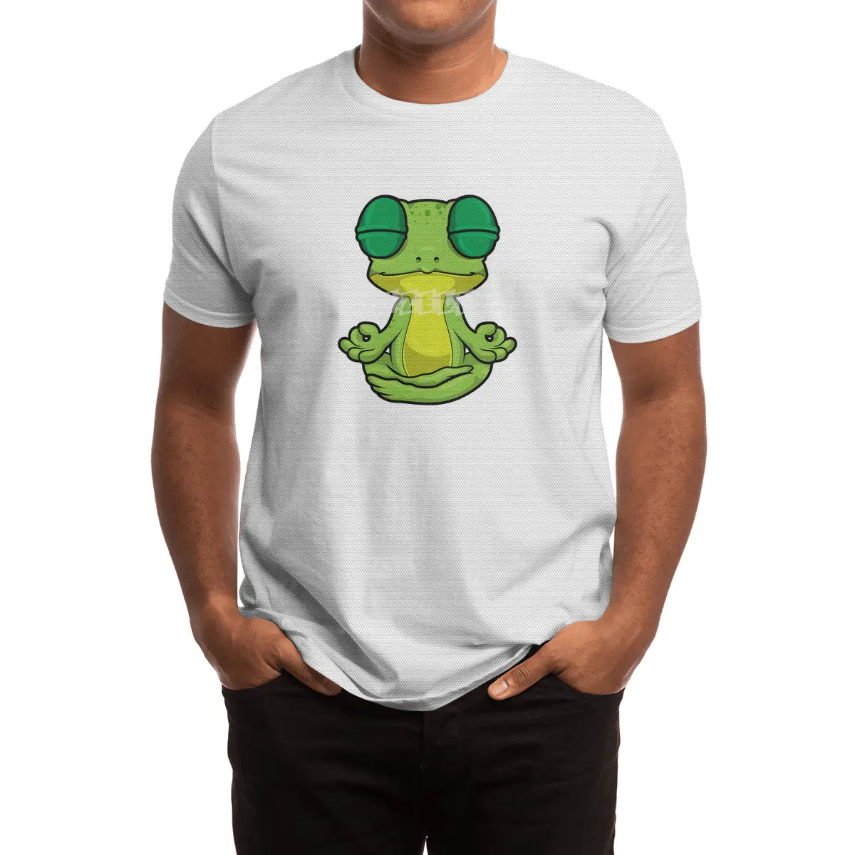 Frog at Yoga Stretching exercises in Cross-legged Spor T-Shirt