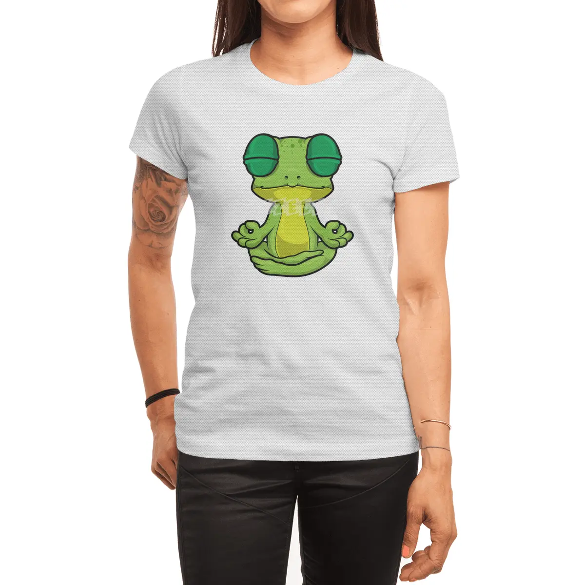 Frog at Yoga Stretching exercises in Cross-legged Spor T-Shirt