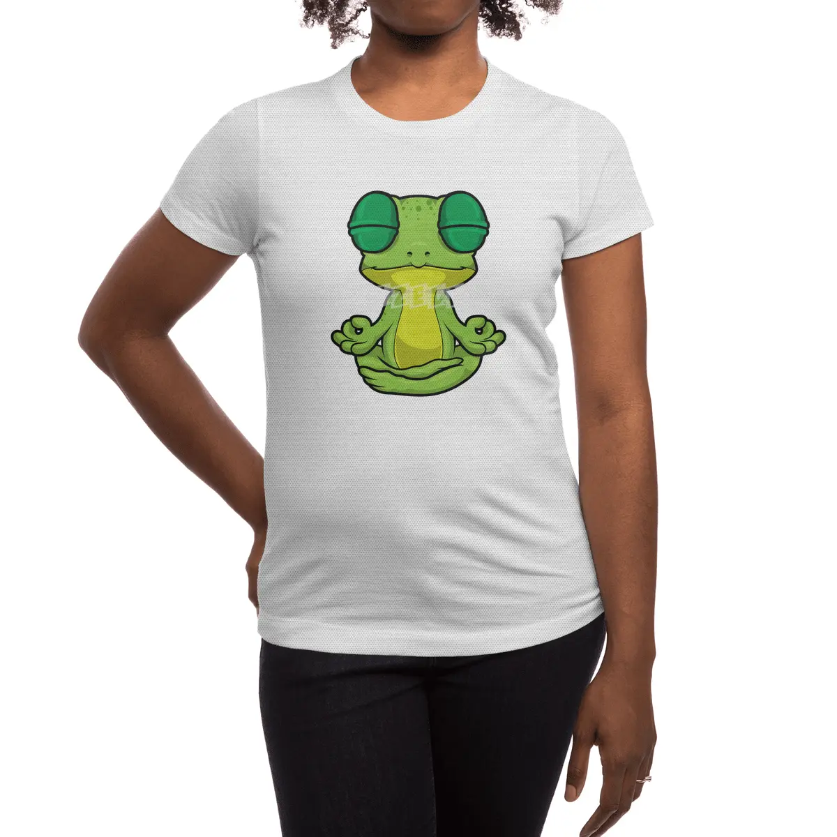 Frog at Yoga Stretching exercises in Cross-legged Spor T-Shirt