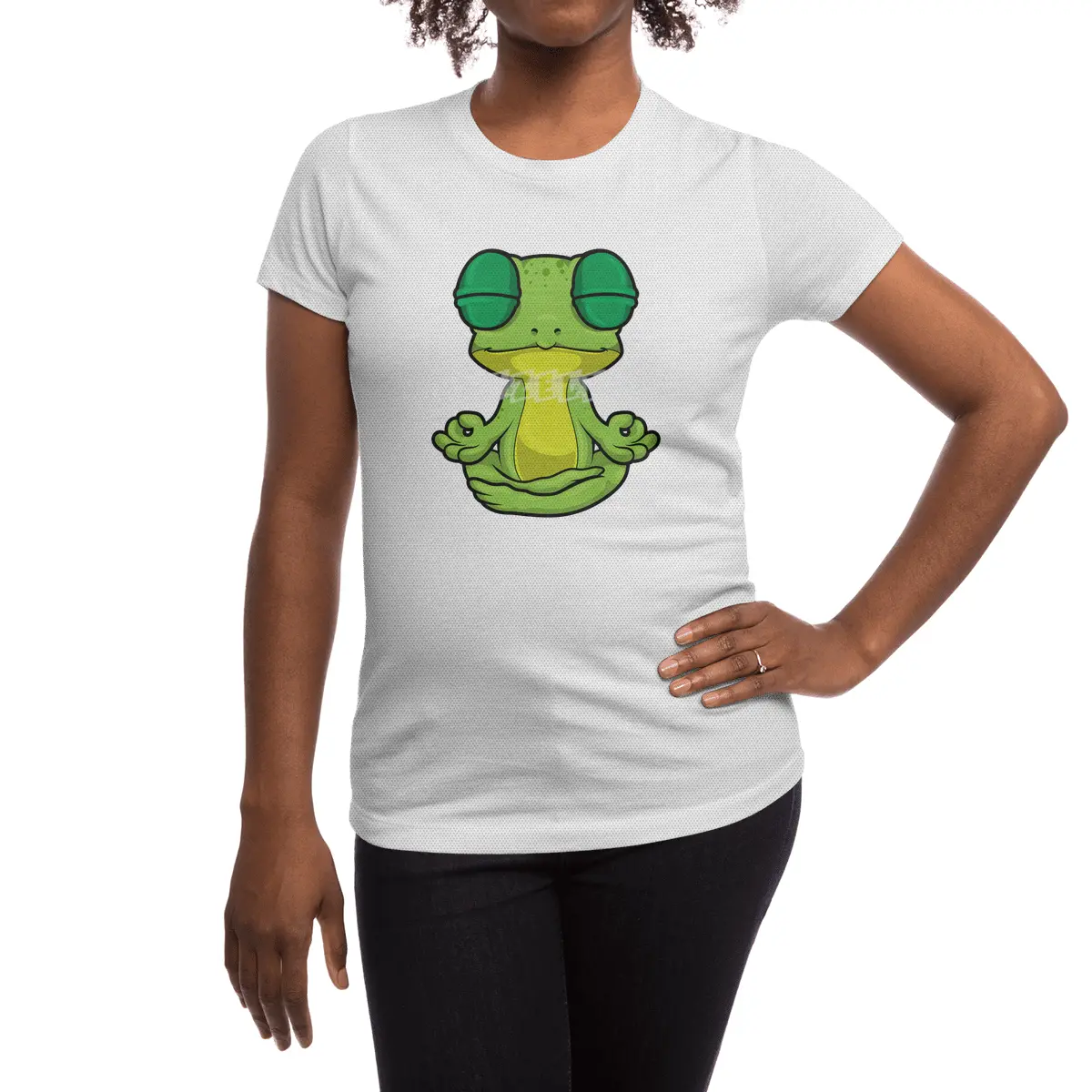 Frog at Yoga Stretching exercises in Cross-legged Spor T-Shirt