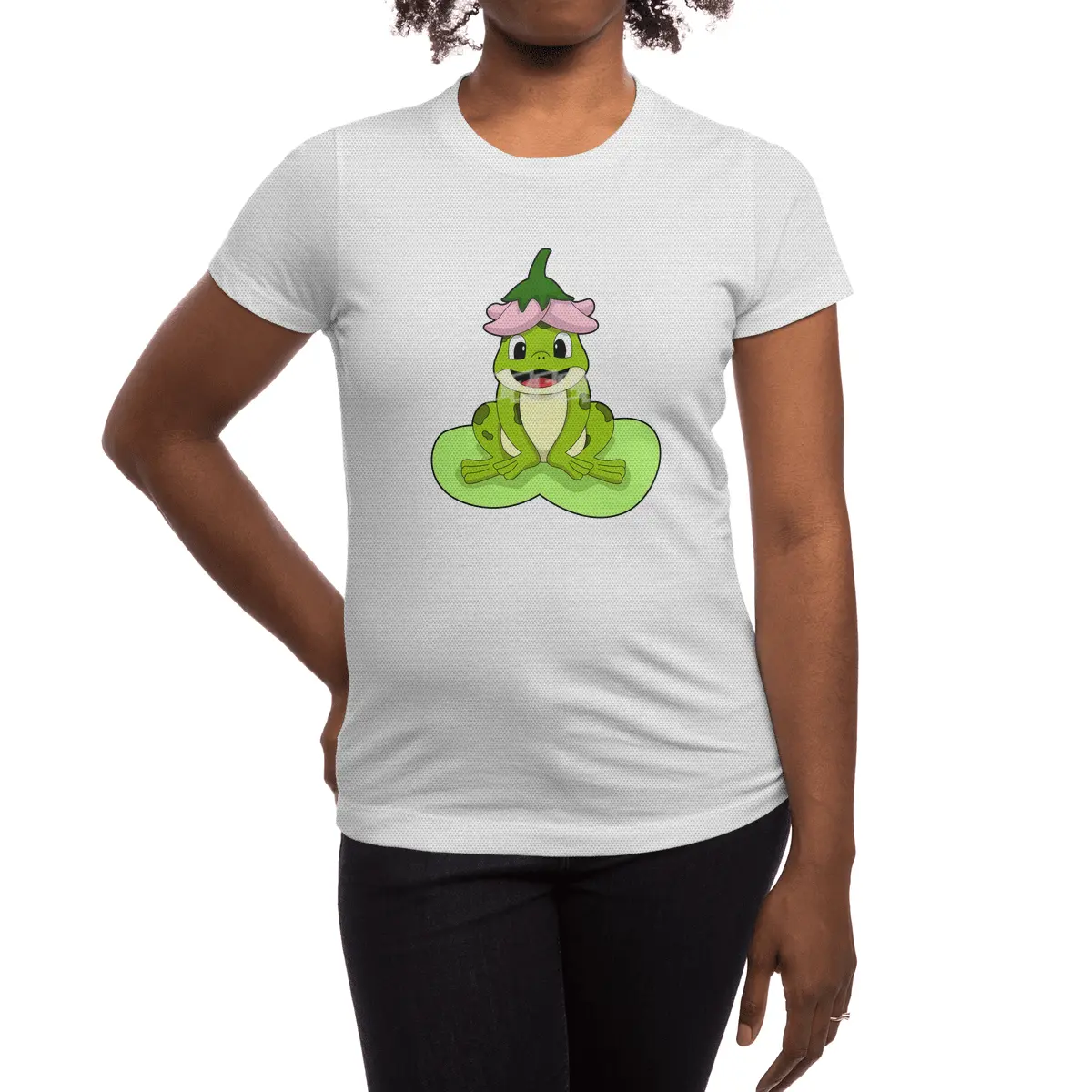 Frog on Leaf Spor T-Shirt