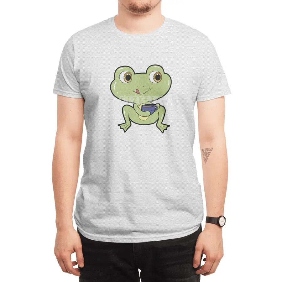 Frog with Cup of Coffee Spor T-Shirt