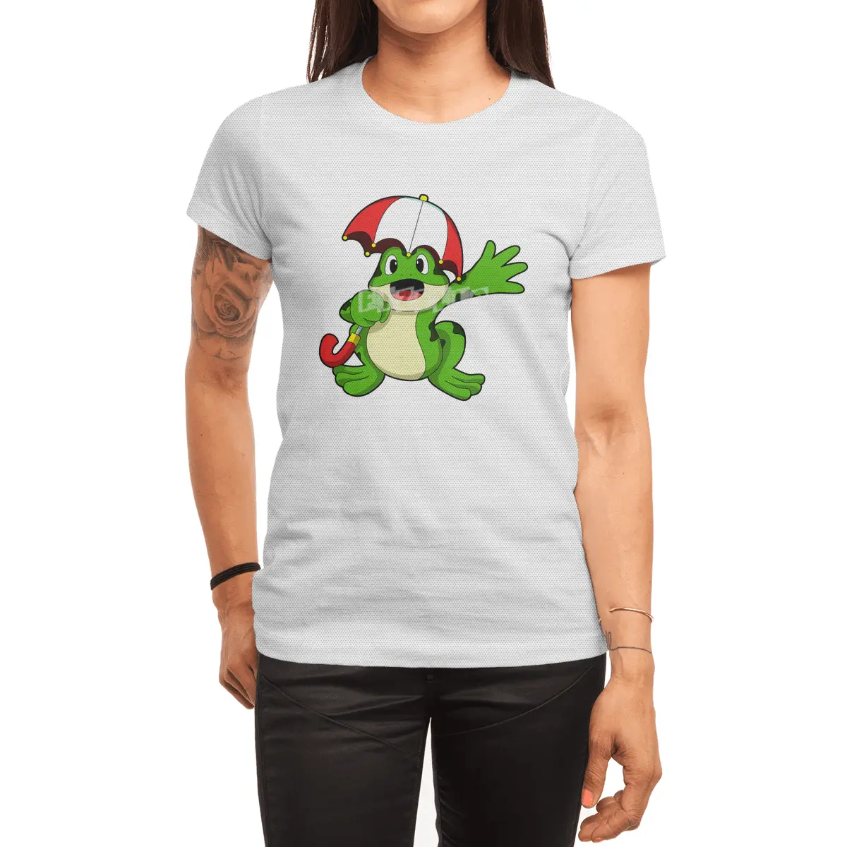 Frog with Umbrella Spor T-Shirt