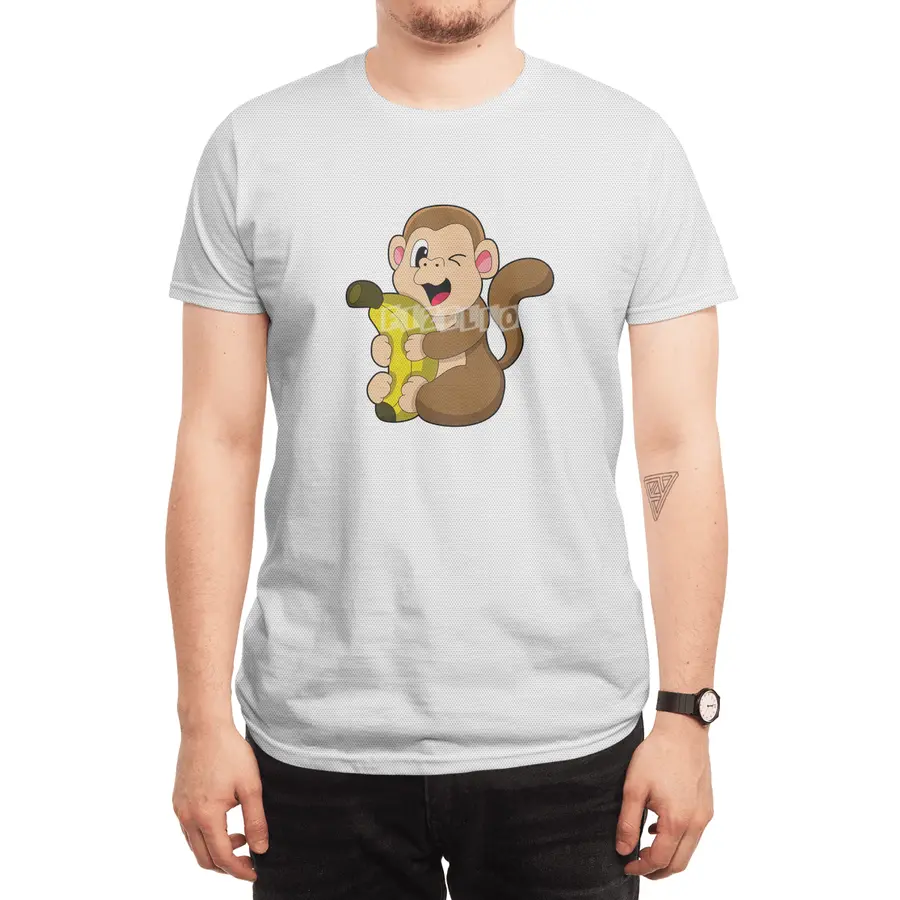 Funny Monkey with Banana Spor T-Shirt