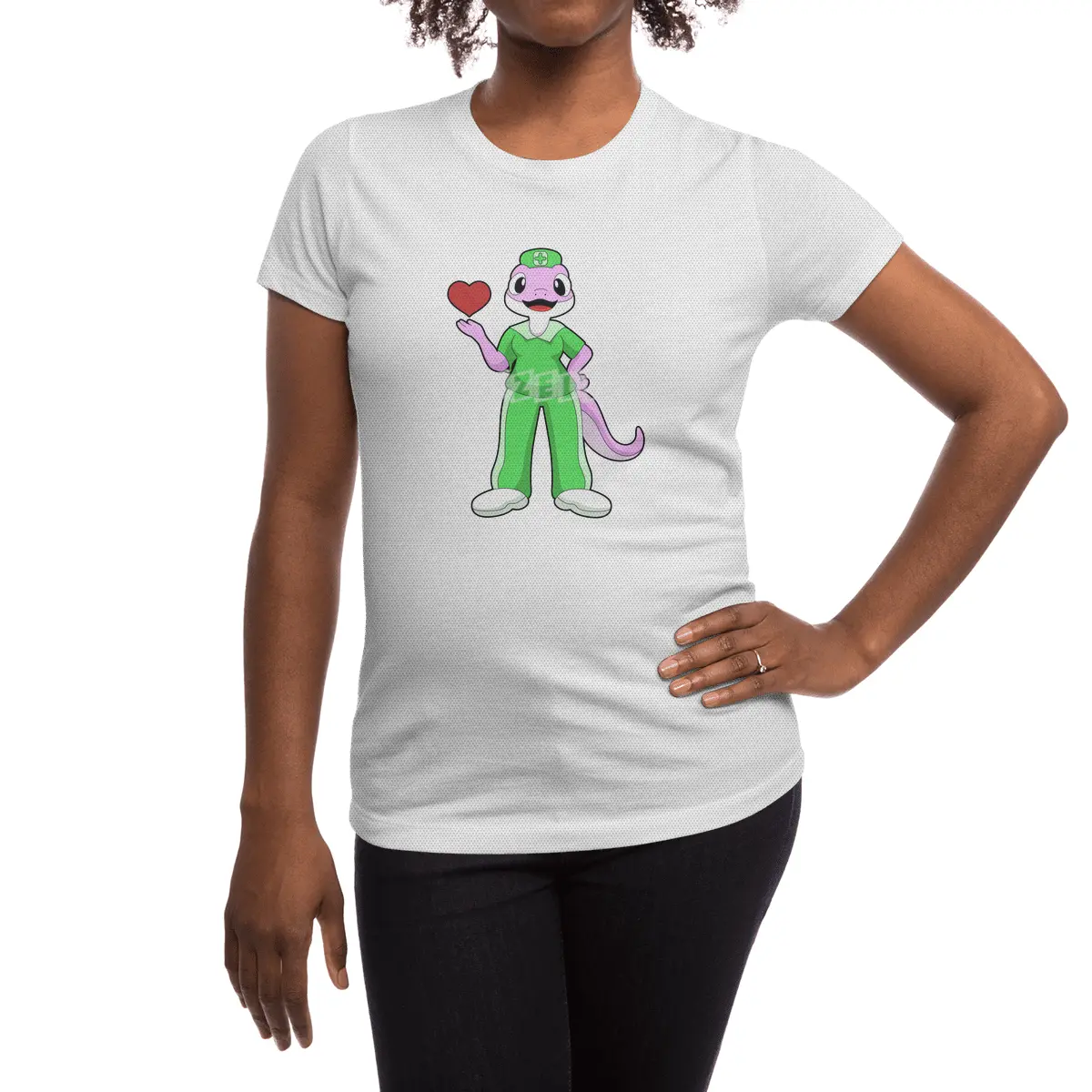Geko as Nurse with Heart Spor T-Shirt