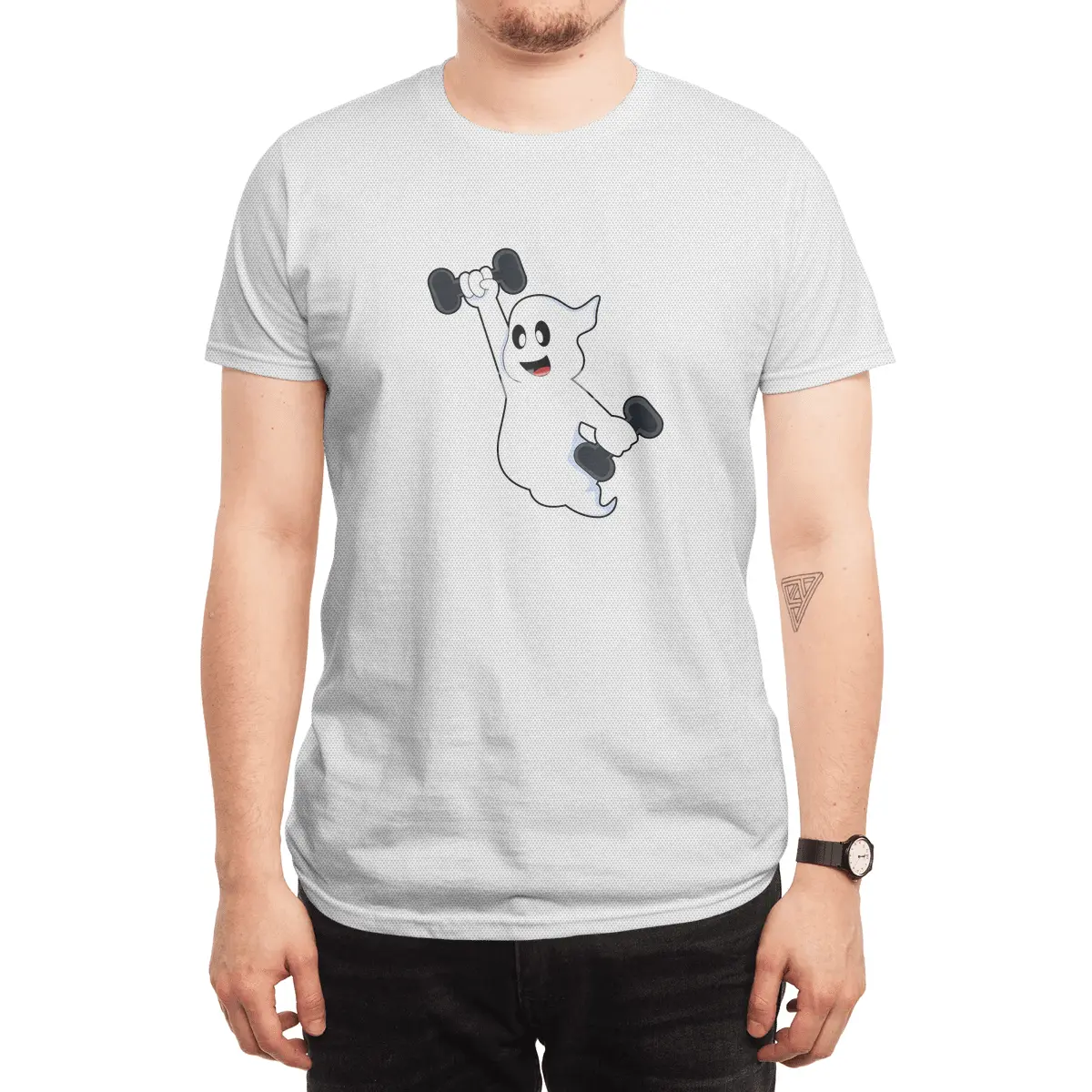 Ghost at Strength training with Dumbbells Spor T-Shirt