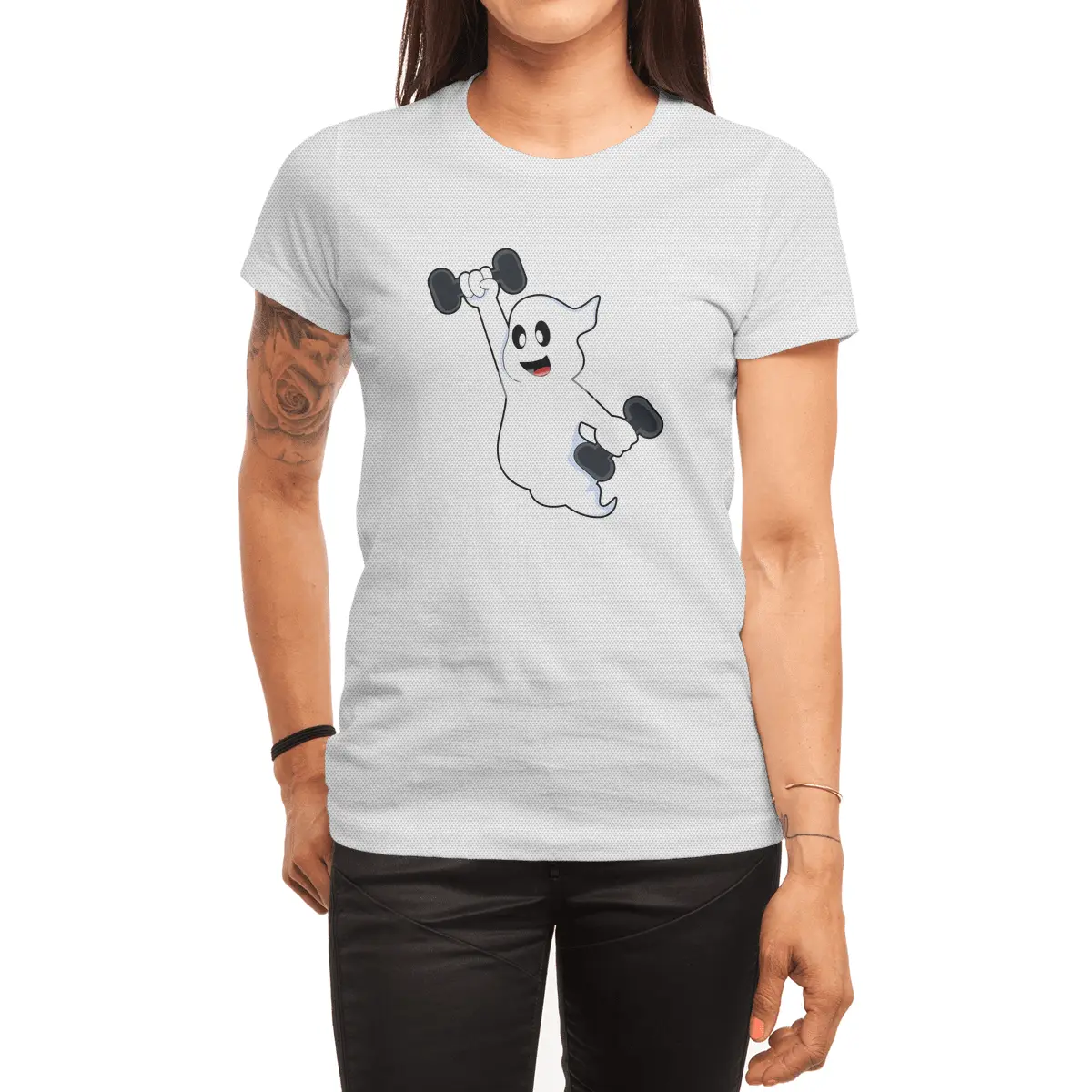 Ghost at Strength training with Dumbbells Spor T-Shirt