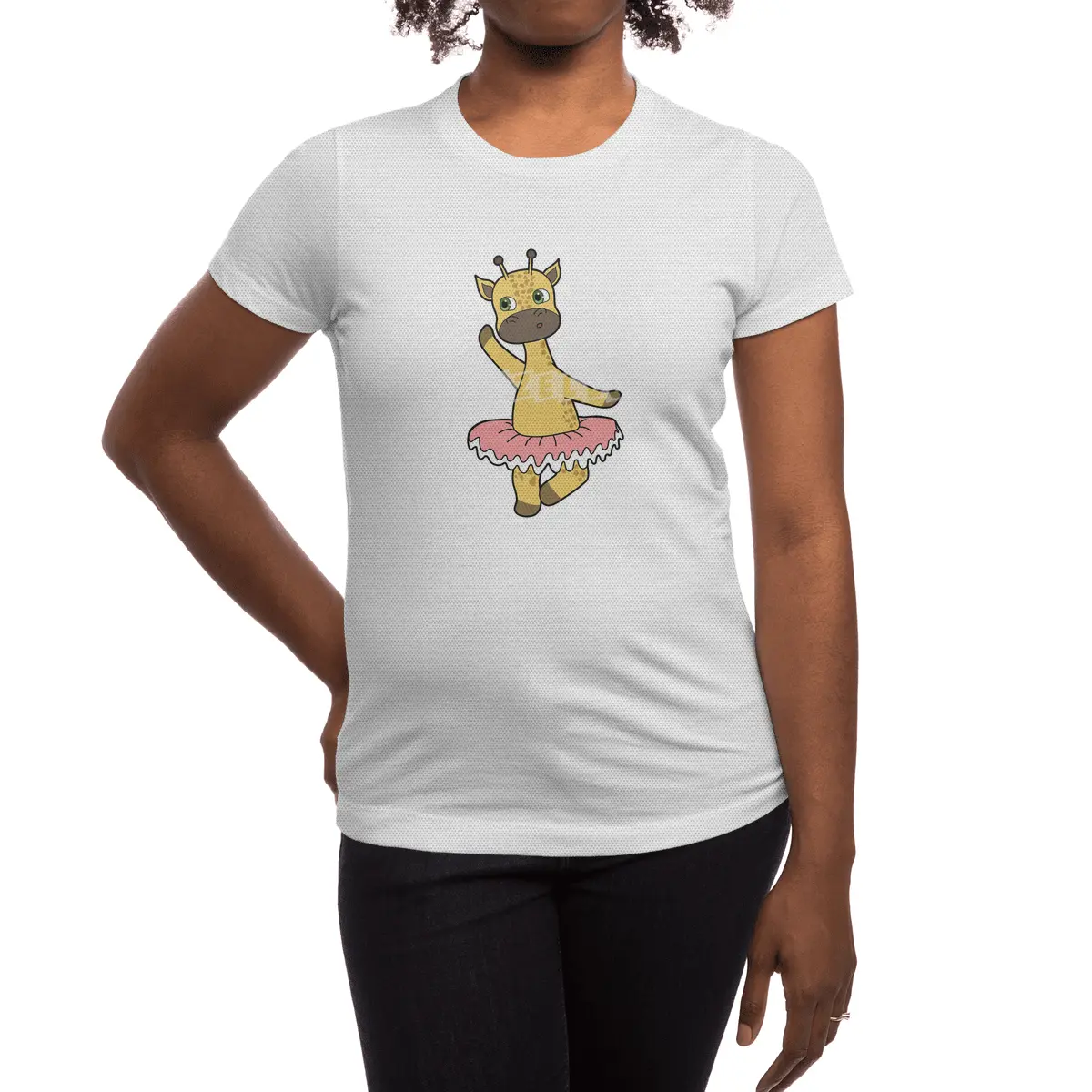 Giraffe as Ballerina at Ballet with Skirt Spor T-Shirt