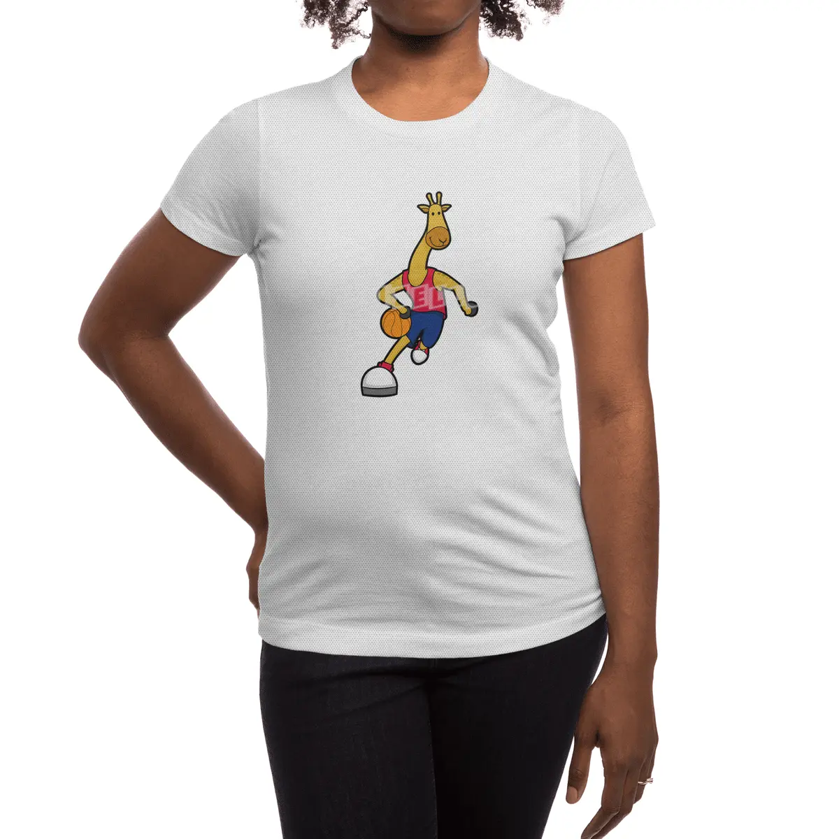 Giraffe as Basketball player with Basketball ball Spor T-Shirt