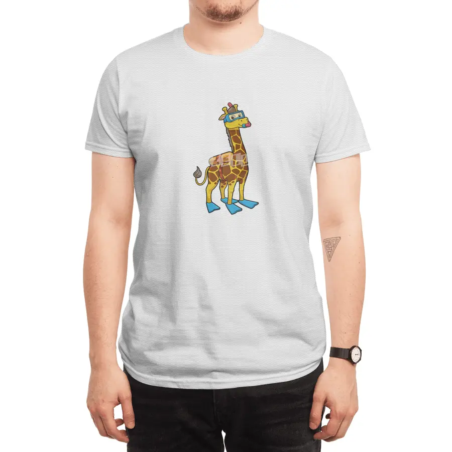 Giraffe as Diver with Swimming goggles & Flippers Spor T-Shirt