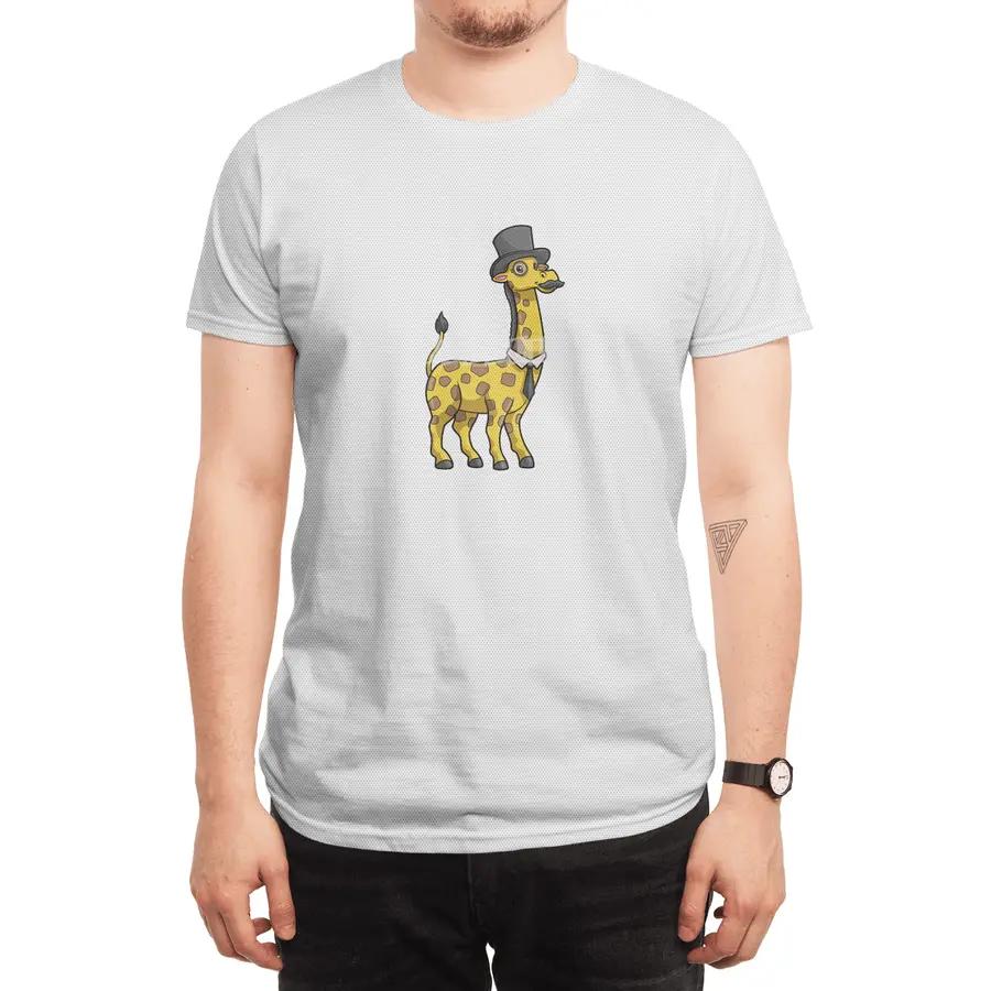 Giraffe as Gentleman with Hat, Tie and Mustache Spor T-Shirt