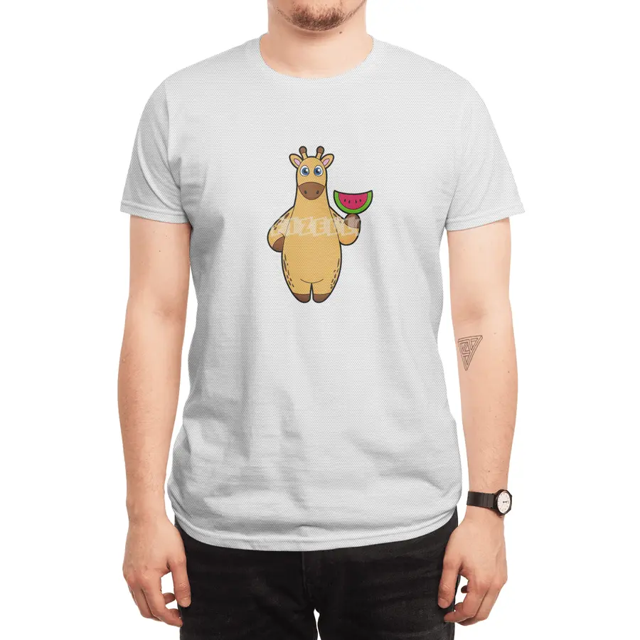 Giraffe at Eating with Watermelon Spor T-Shirt