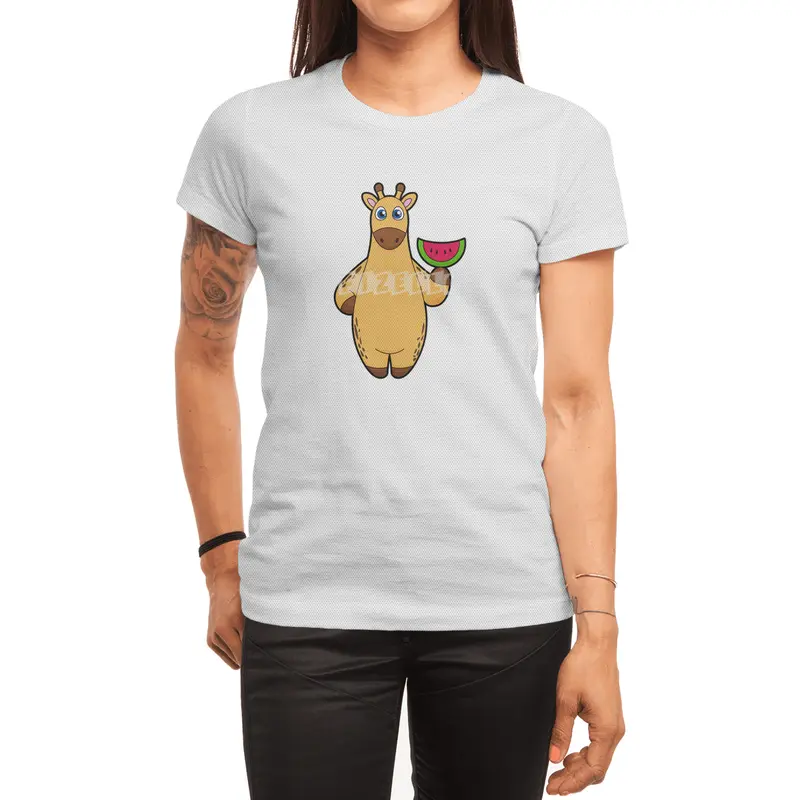 Giraffe at Eating with Watermelon Spor T-Shirt