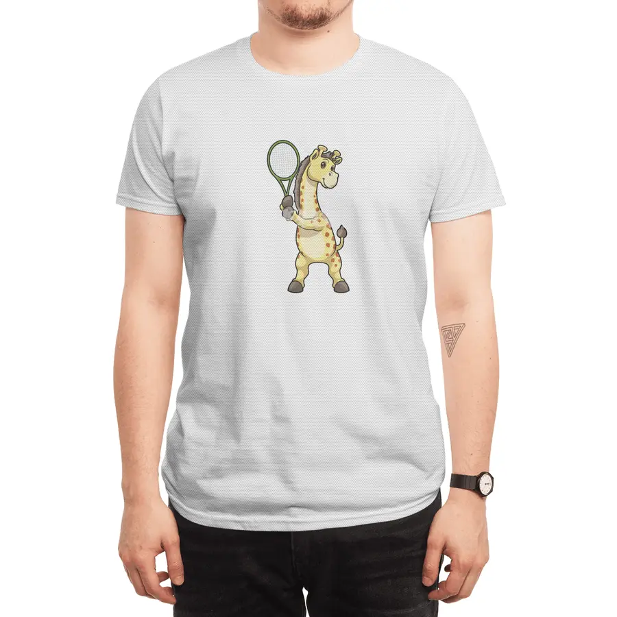 Giraffe at Tennis with Tennis racket Spor T-Shirt