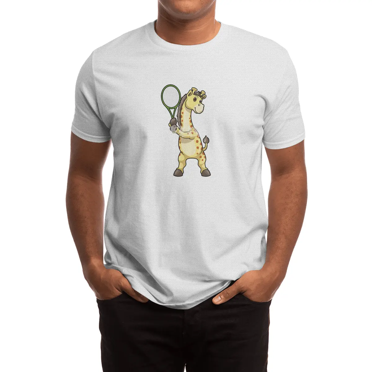 Giraffe at Tennis with Tennis racket Spor T-Shirt