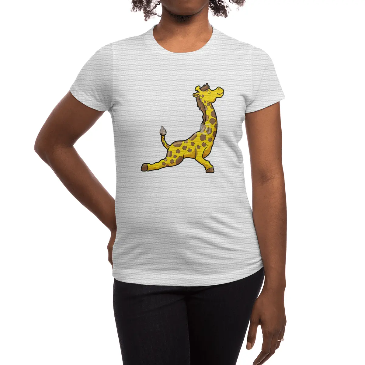Giraffe at Yoga Stretching exercises Legs & Neck Spor T-Shirt