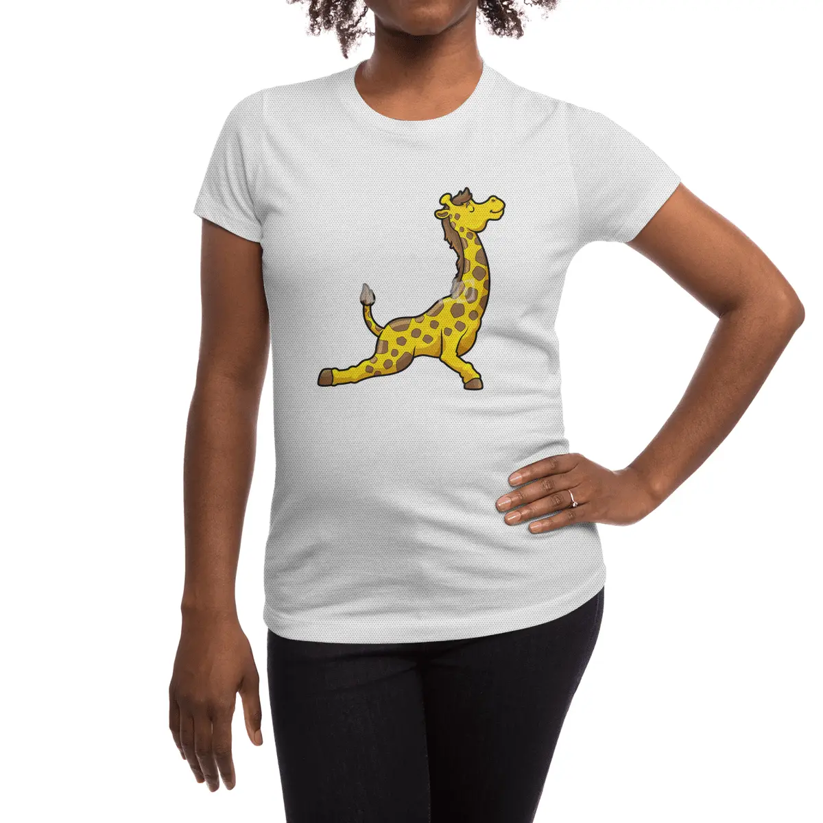 Giraffe at Yoga Stretching exercises Legs & Neck Spor T-Shirt