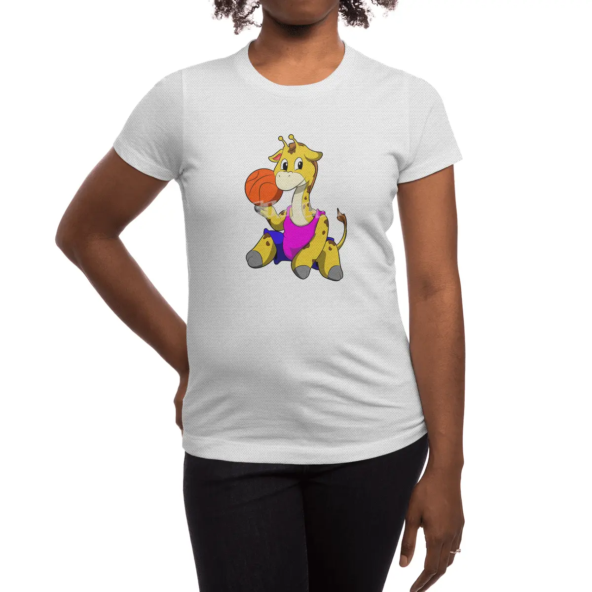Giraffe with Basketball Spor T-Shirt