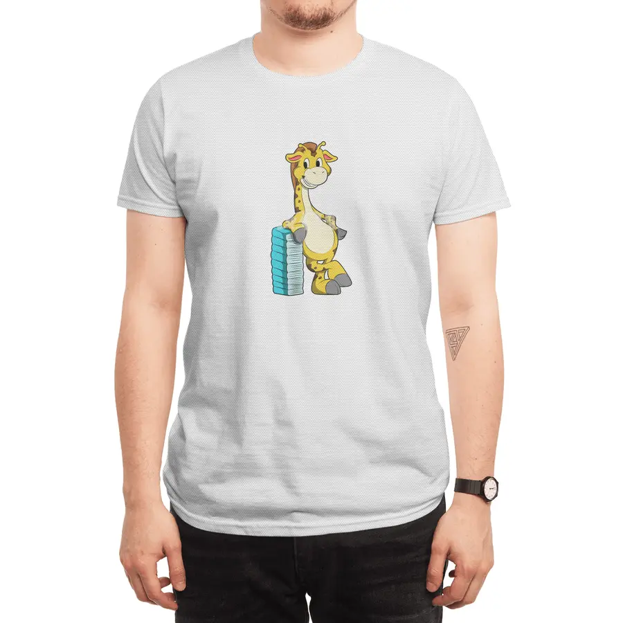 Giraffe with Stack of Books Spor T-Shirt