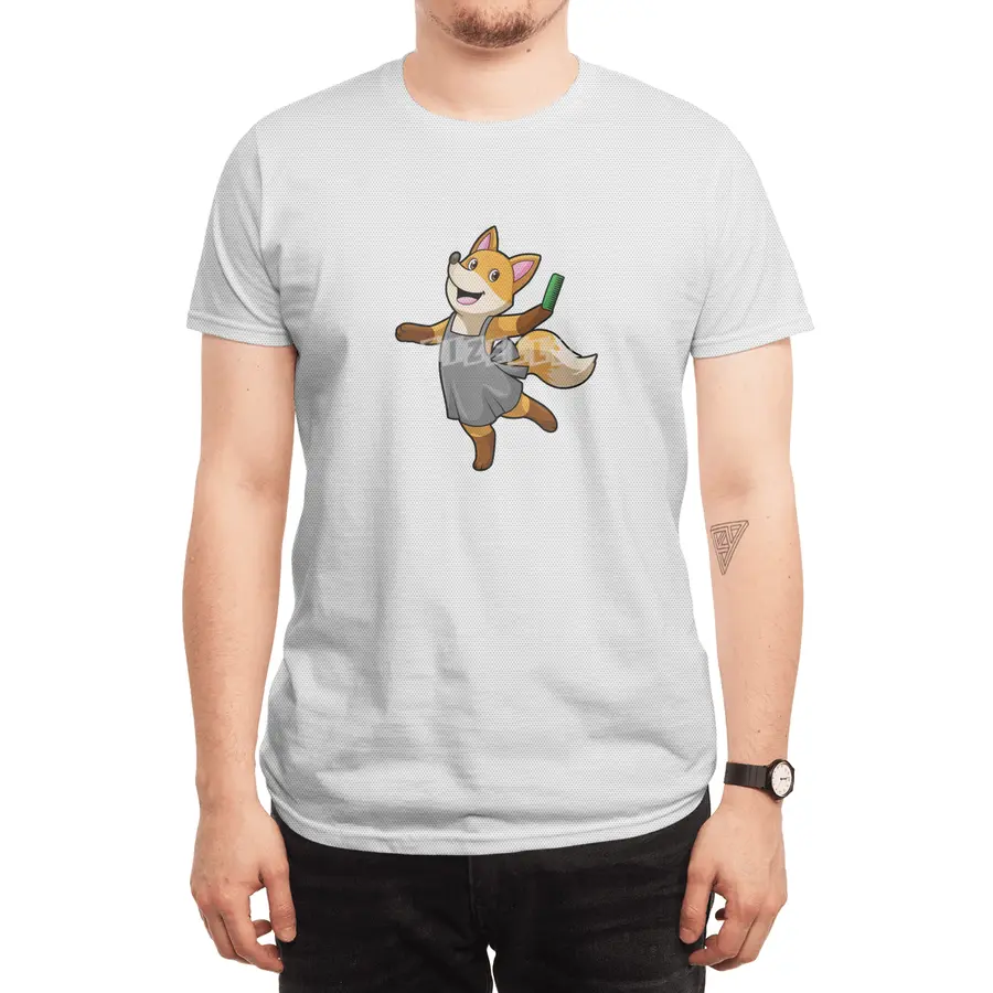 Fox as Hairdresser with Scissors Spor T-Shirt