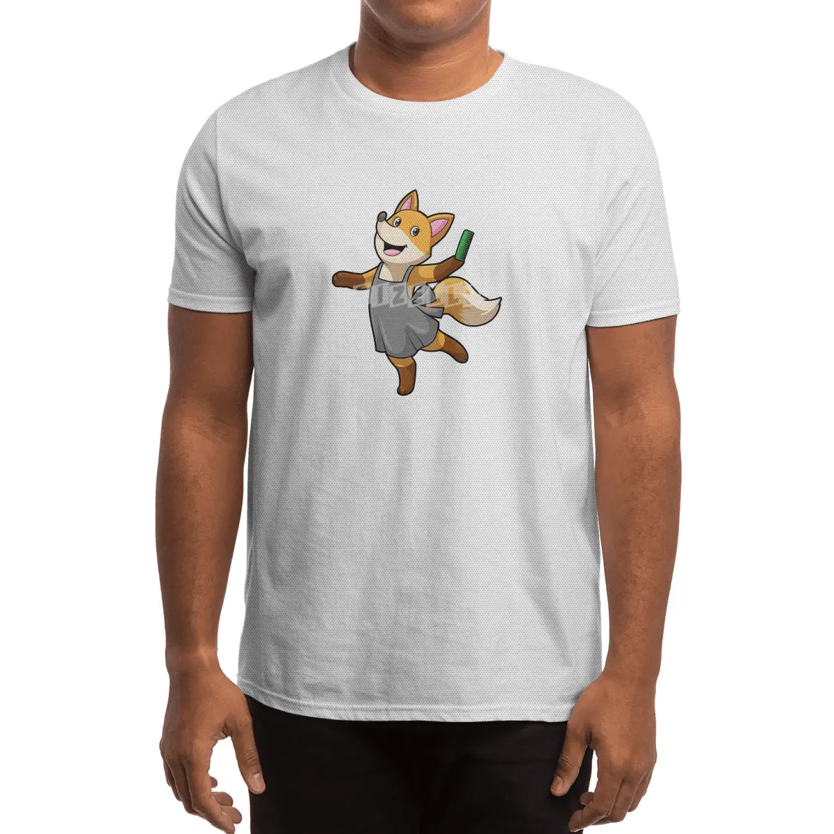 Fox as Hairdresser with Scissors Spor T-Shirt