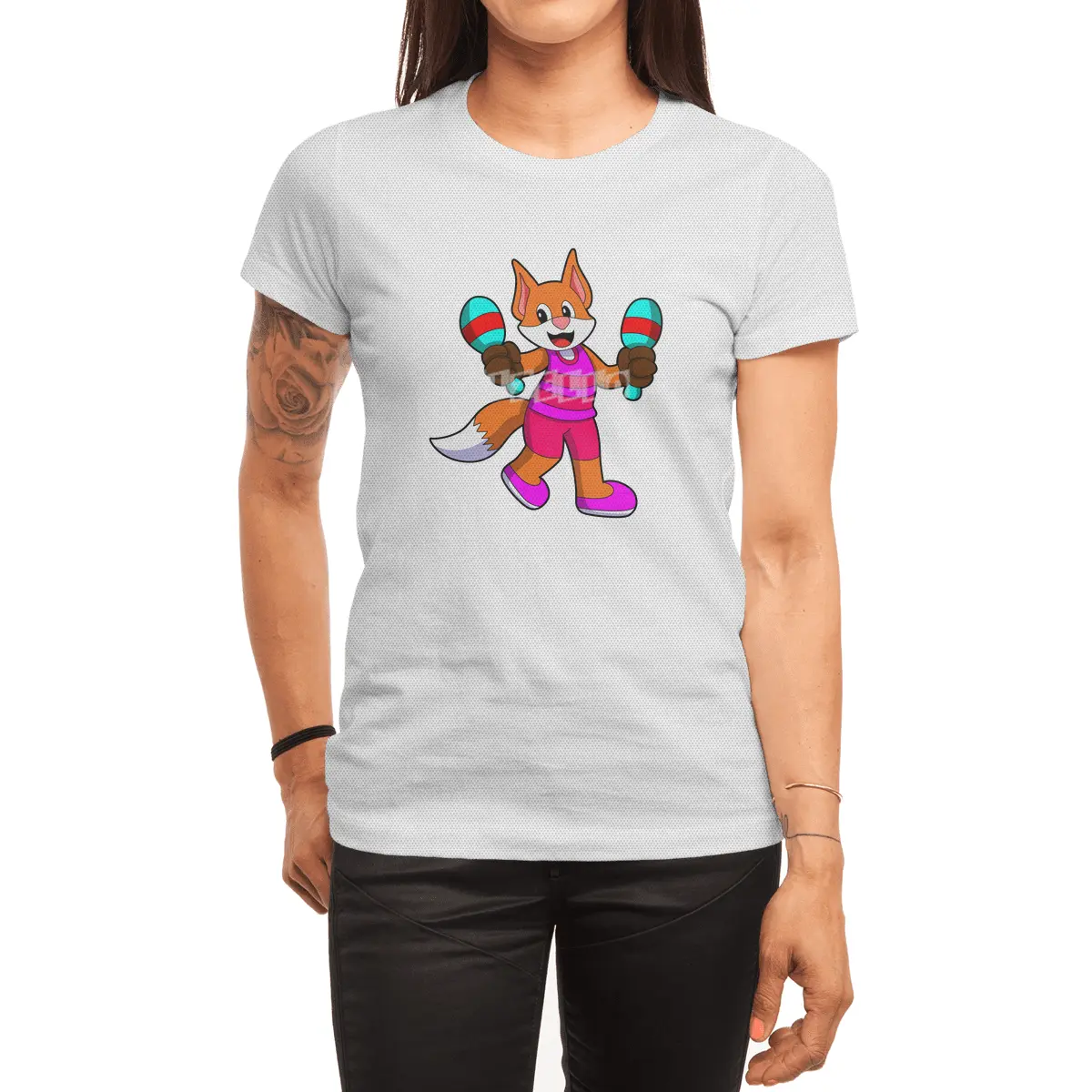 Fox as Singer with Microphone Spor T-Shirt