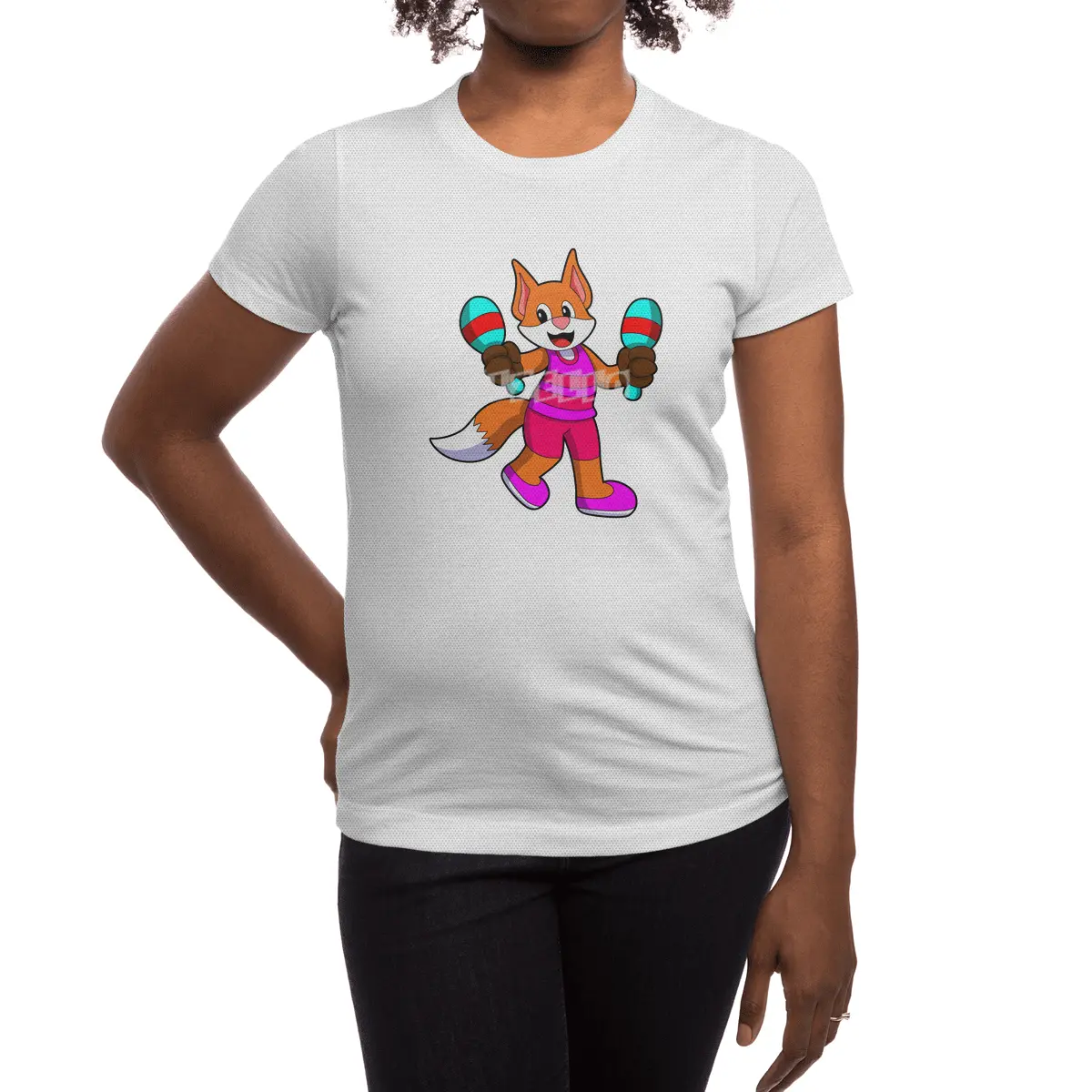 Fox as Singer with Microphone Spor T-Shirt