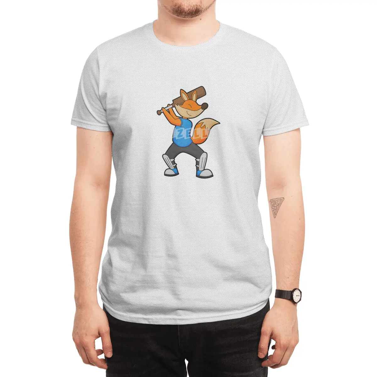 Fox at Cricket with Cricket bat Spor T-Shirt