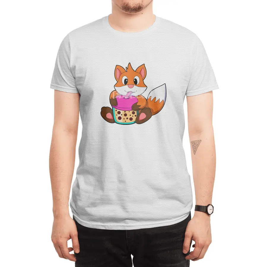 Fox at Drinking a Drink with Drinking straw Spor T-Shirt