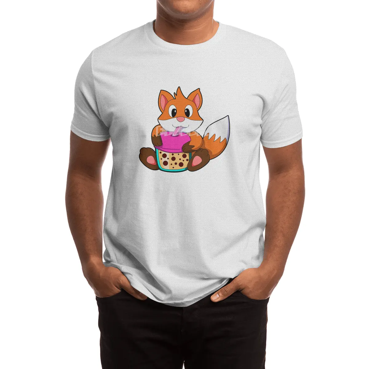 Fox at Drinking a Drink with Drinking straw Spor T-Shirt