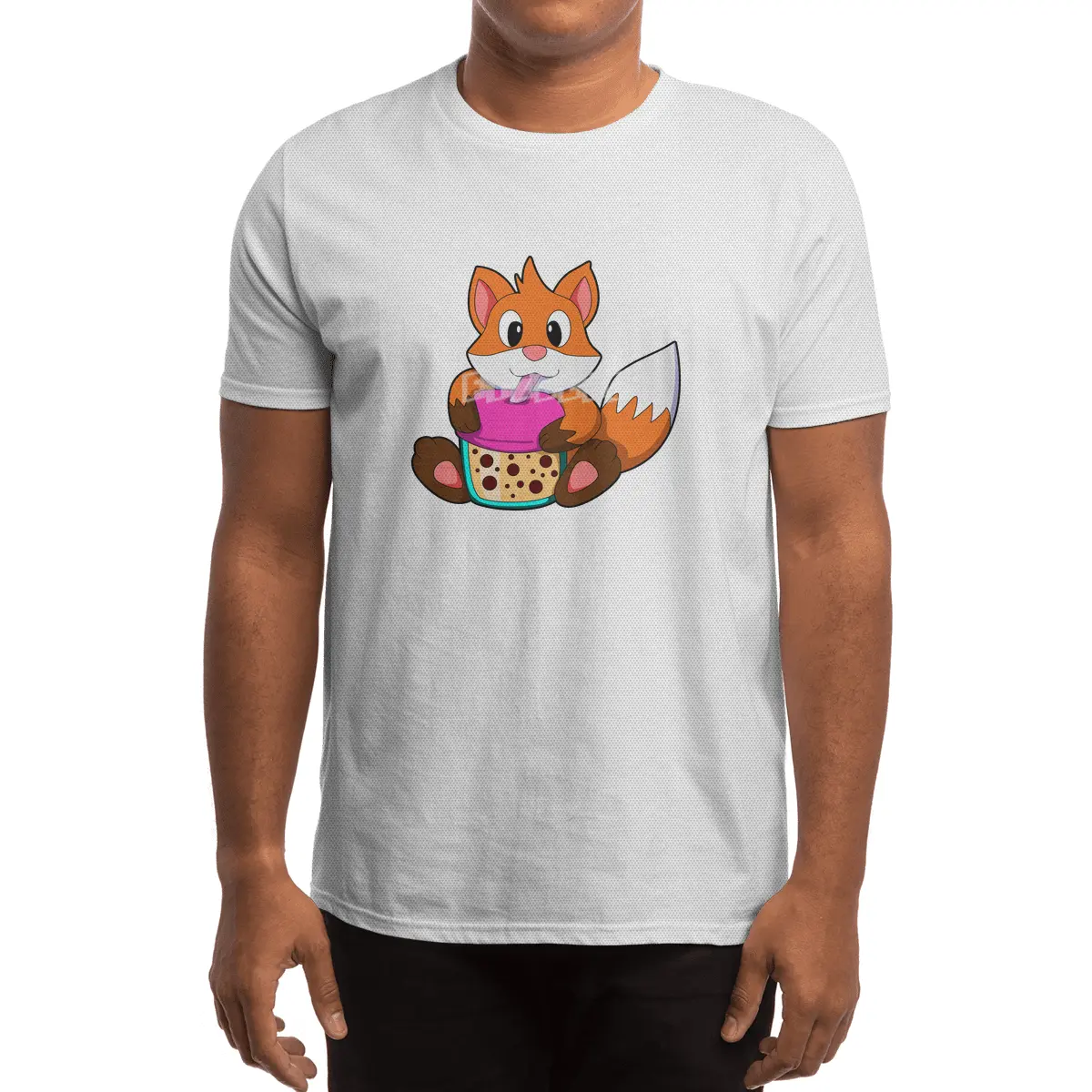 Fox at Drinking a Drink with Drinking straw Spor T-Shirt