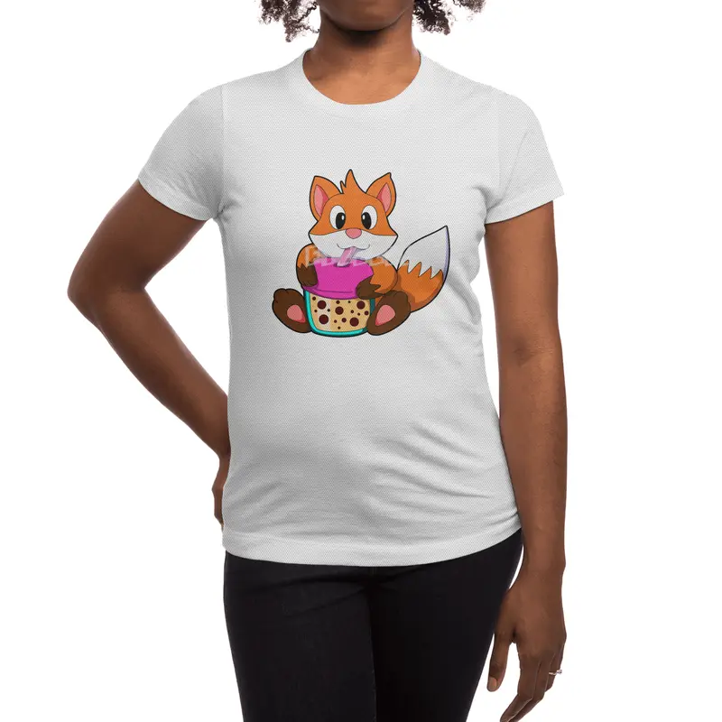 Fox at Drinking a Drink with Drinking straw Spor T-Shirt