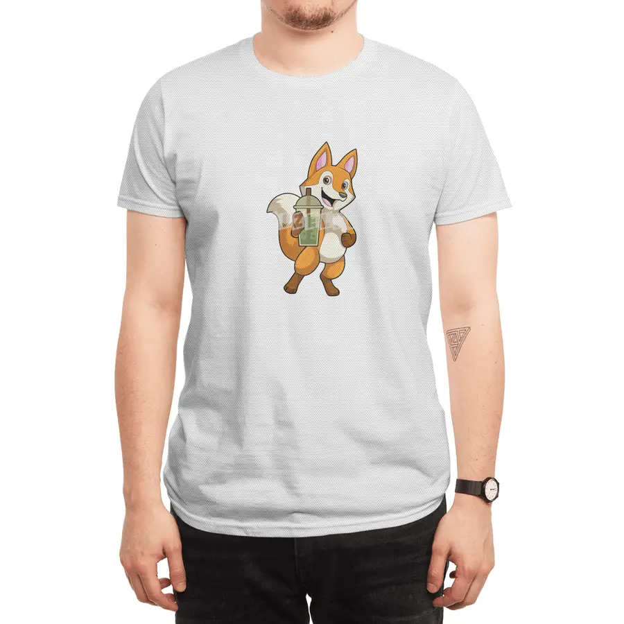 Fox at Drinking with Bubble Tea Spor T-Shirt