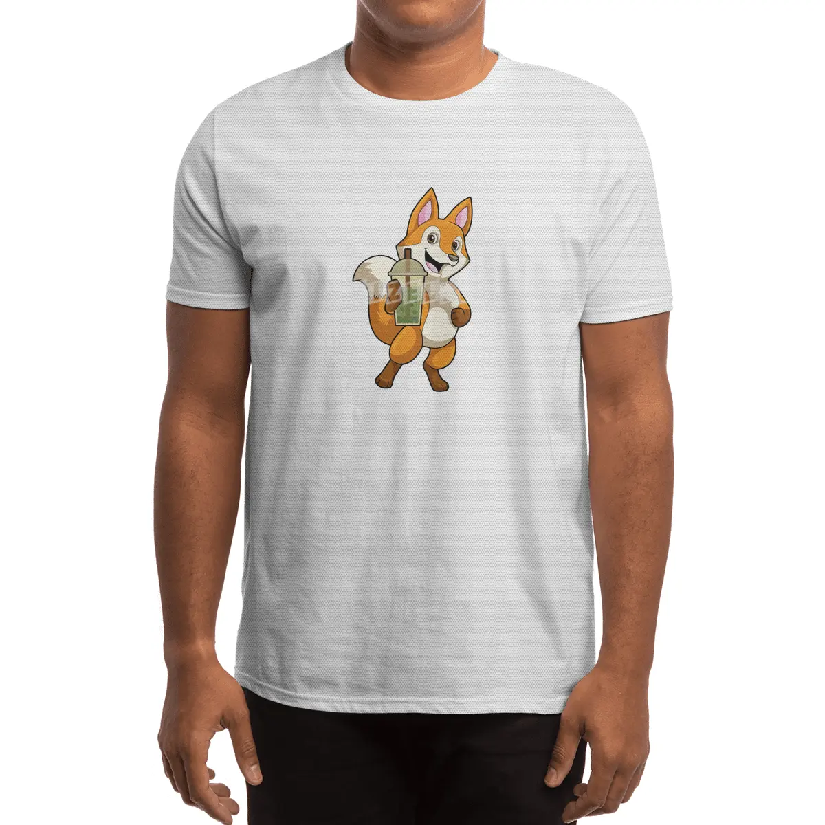 Fox at Drinking with Bubble Tea Spor T-Shirt