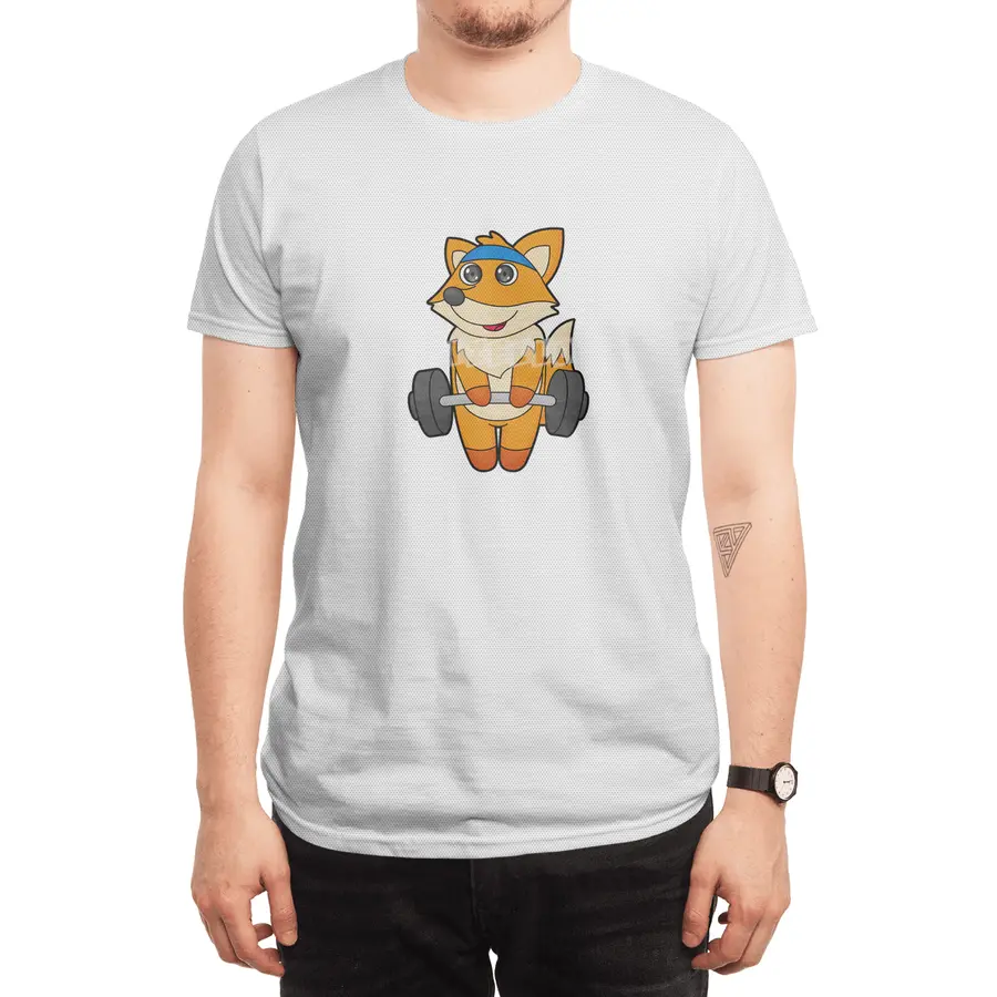 Fox at Fitness with Barbell Spor T-Shirt