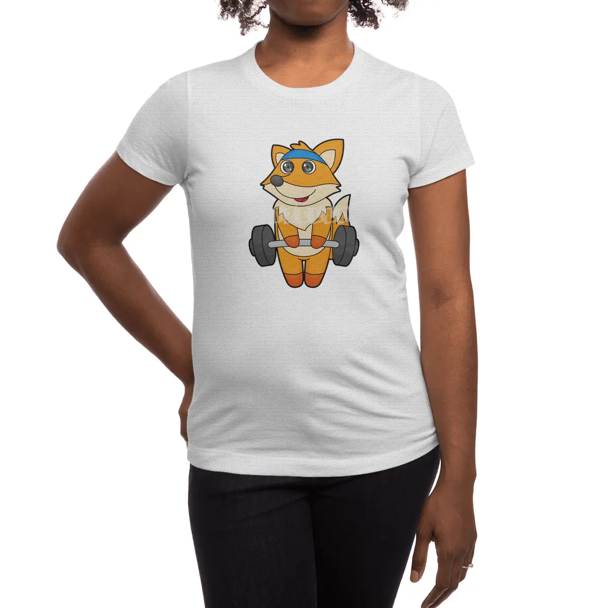 Fox at Fitness with Barbell Spor T-Shirt