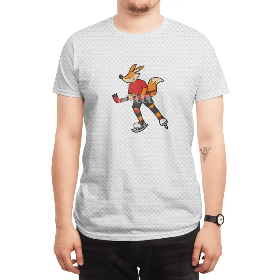 Fox at Ice hockey with Ice hockey stick Spor T-Shirt