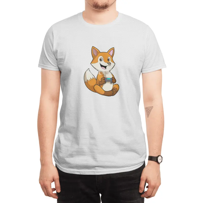 Fox at Playing with Controller Spor T-Shirt