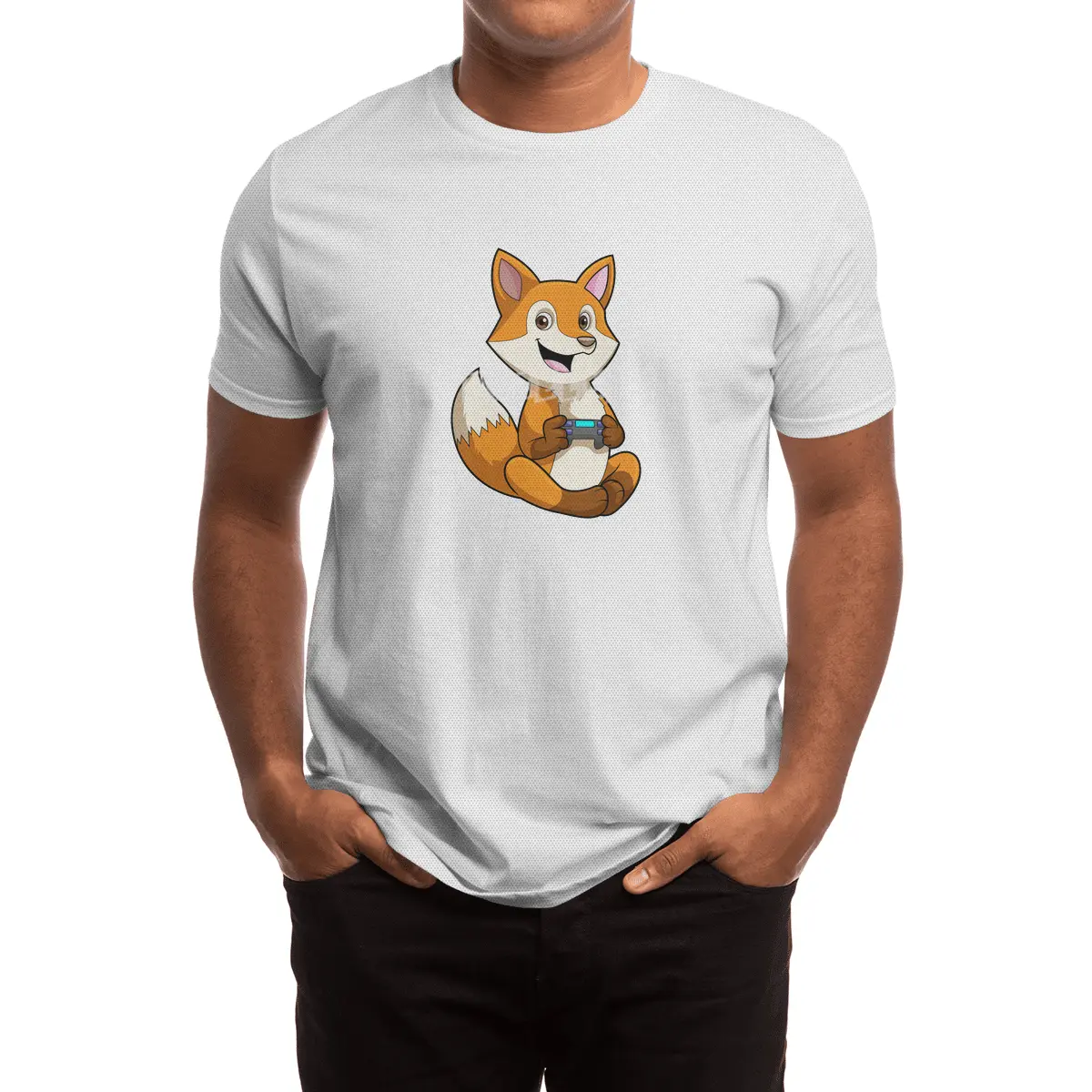 Fox at Playing with Controller Spor T-Shirt