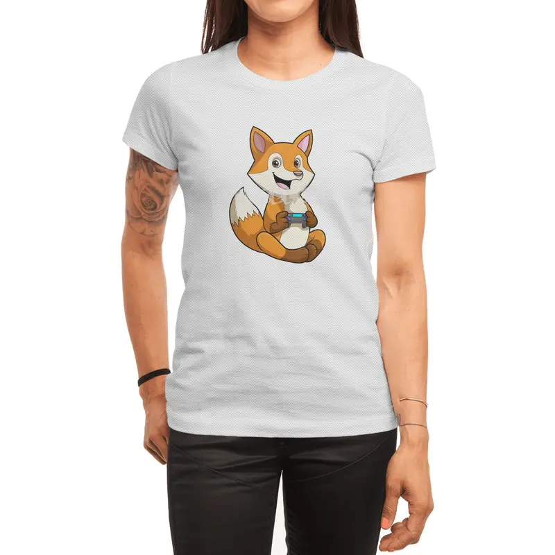 Fox at Playing with Controller Spor T-Shirt