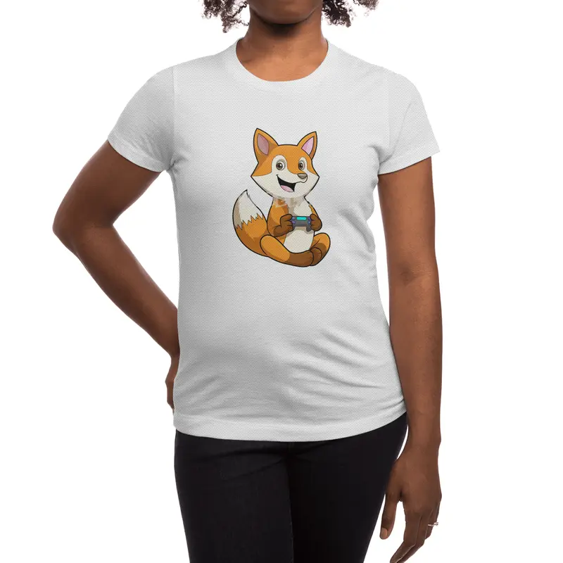 Fox at Playing with Controller Spor T-Shirt