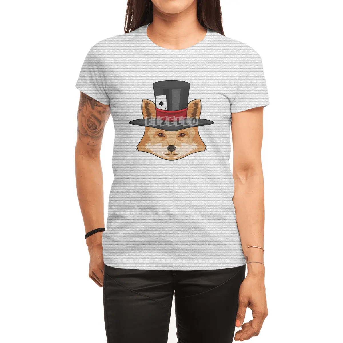 Fox at Poker with Poker card Spor T-Shirt