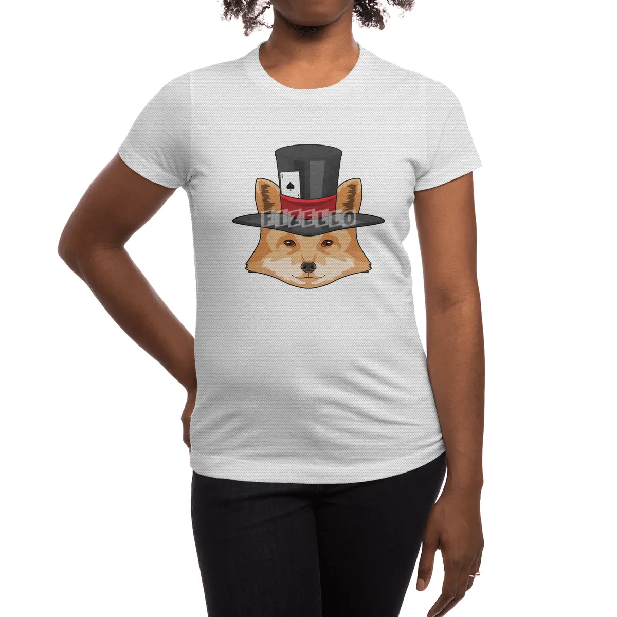 Fox at Poker with Poker card Spor T-Shirt