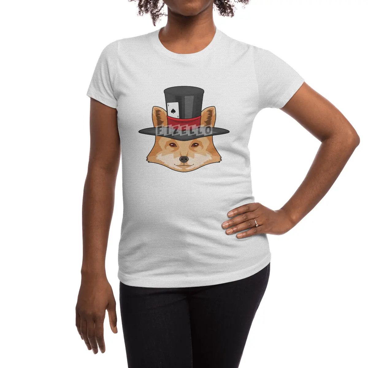 Fox at Poker with Poker card Spor T-Shirt