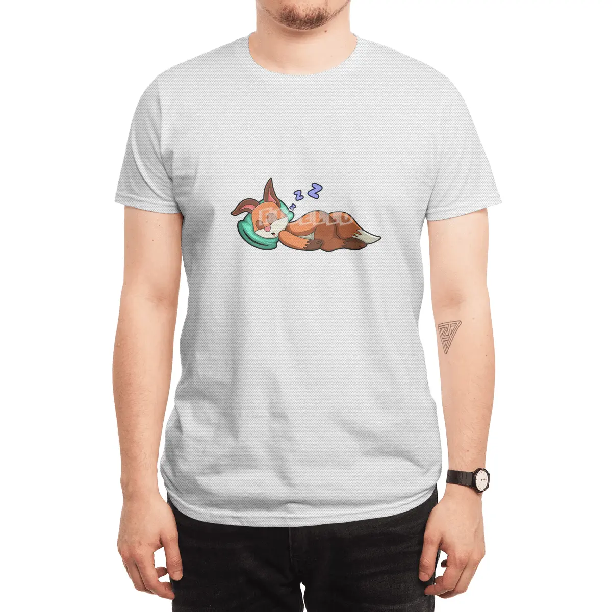 Fox at Sleeping with Pillow Spor T-Shirt