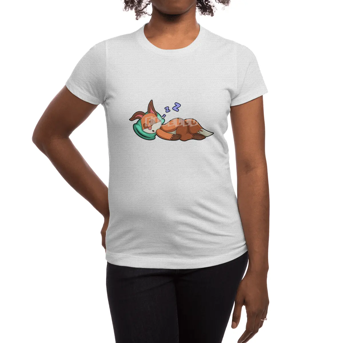 Fox at Sleeping with Pillow Spor T-Shirt