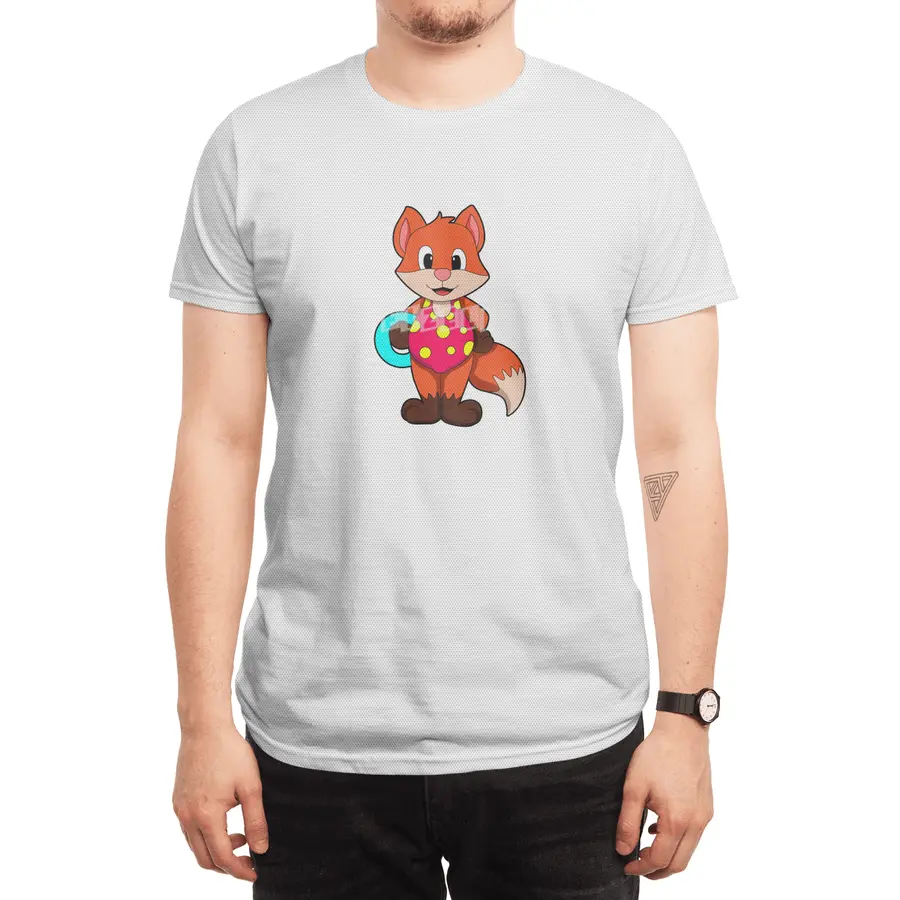 Fox at Swimming with Swim ring Spor T-Shirt