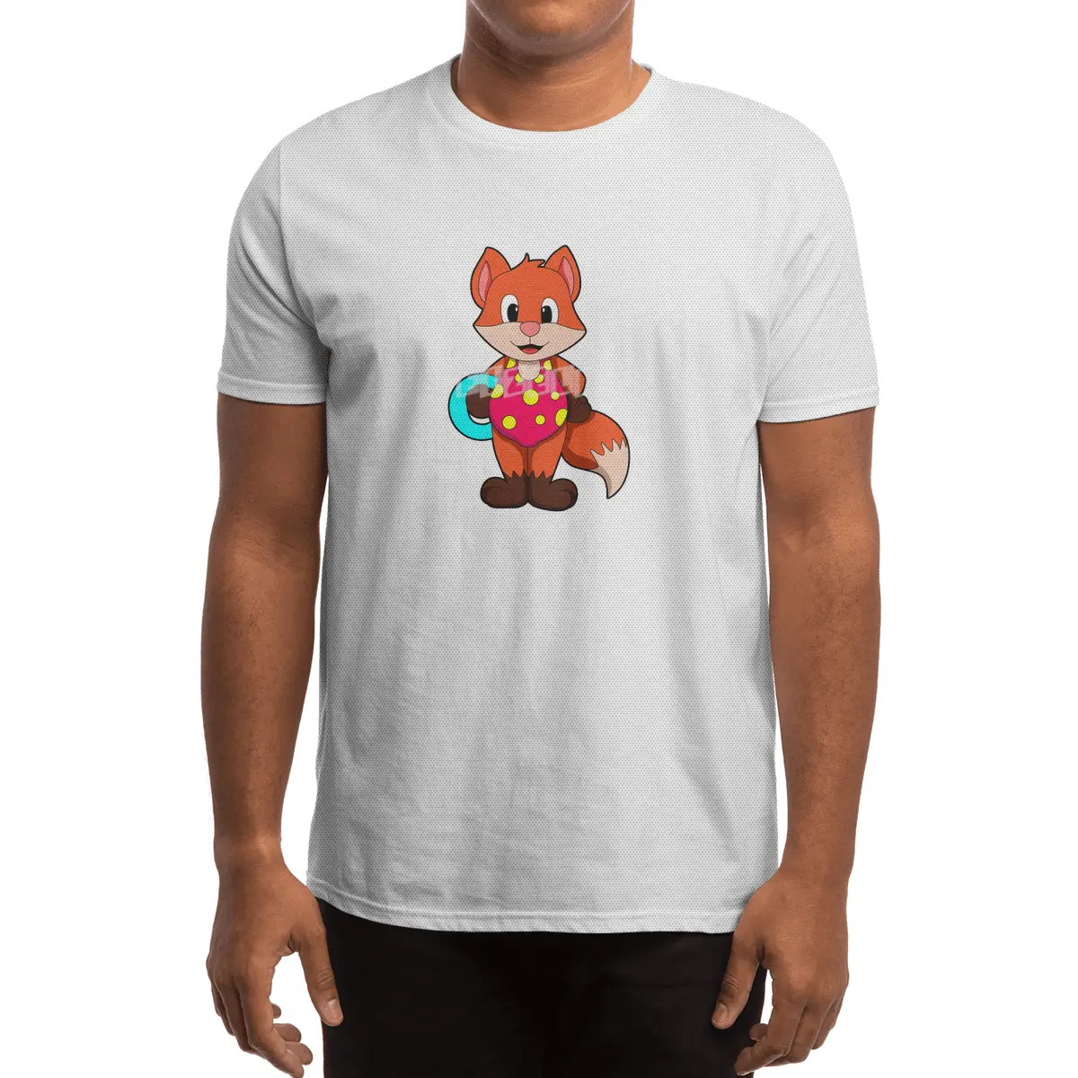Fox at Swimming with Swim ring Spor T-Shirt
