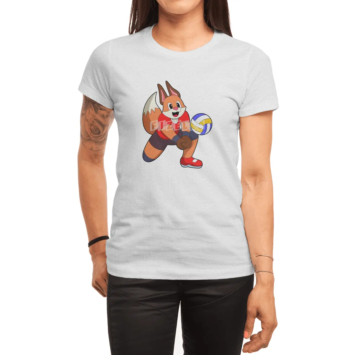 Fox at Volleyball Sports Spor T-Shirt