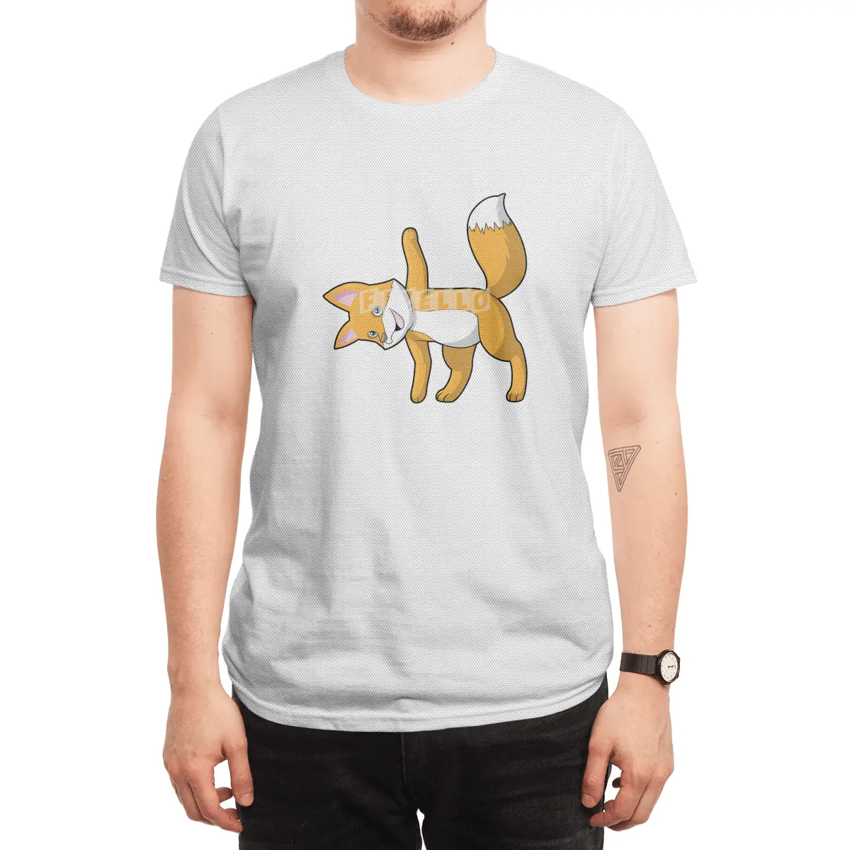 Fox at Yoga Stretching Spor T-Shirt